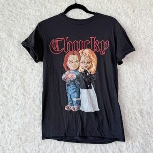 Chucky and Tiffany Doll Black Graphic T Shirt Horror Movie‎ Merch Size Small